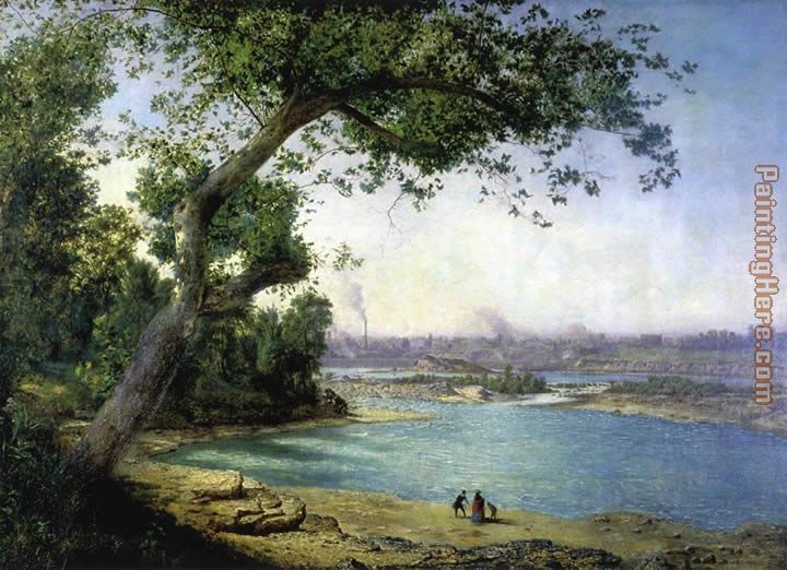 Falls of the Ohio and Louisville painting - Alexander Helwig Wyant Falls of the Ohio and Louisville art painting